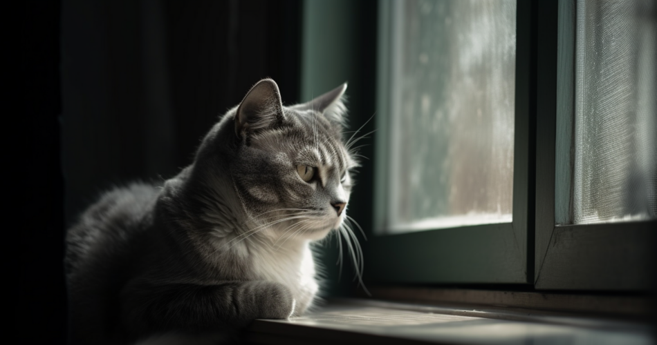 Indoor cat sitting by window