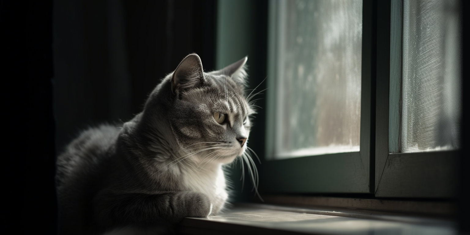 Indoor cat sitting by window